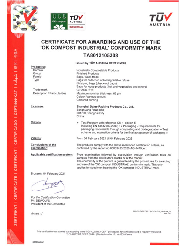 Certificado TUV-OK-COMPOST